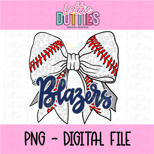 Blazers PNG - Blazers Baseball Bow Sublimation - Digital Download - Navy