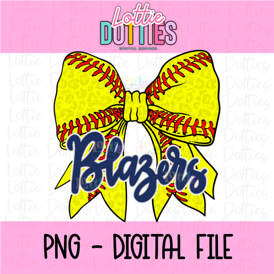 Blazers PNG - Blazers Softball  Bow Sublimation - Digital Download - Navy