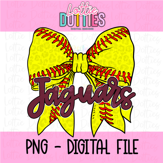 Jaguars Bow Softball  PNG -  Jaguars sublimation design - Digital Download - Maroon (Copy)