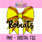 Bow Bobcats Softball PNG - Bobcats  sublimation design - Digital Download - Black and Gold           (Copy)