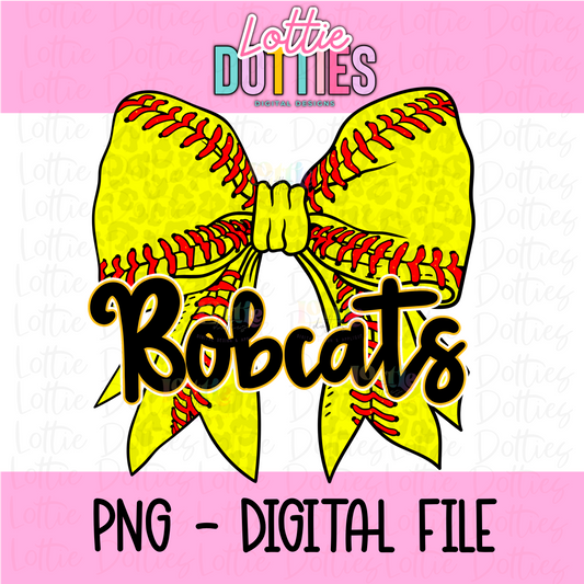 Bow Bobcats Softball PNG - Bobcats  sublimation design - Digital Download - Black and Gold           (Copy)