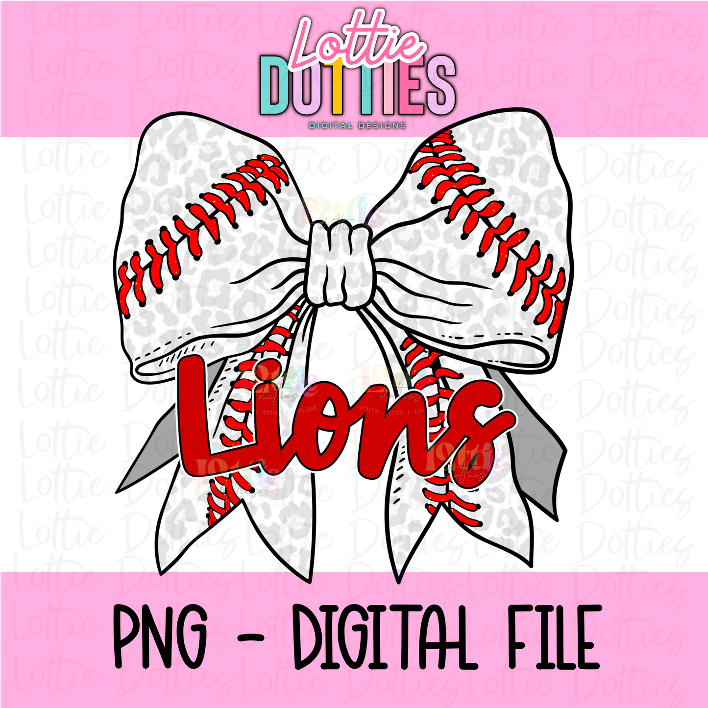 Bow Lions Baseball PNG - Lions -  sublimation design - Digital Download