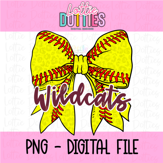 Wildcats PNG - Wildcats Softball bow design - Digital Download - Maroon