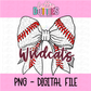 Bow Wildcats PNG - Wildcats Baseball  design - Digital Download - Maroon