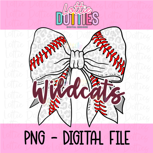 Bow Wildcats PNG - Wildcats Baseball  design - Digital Download - Maroon