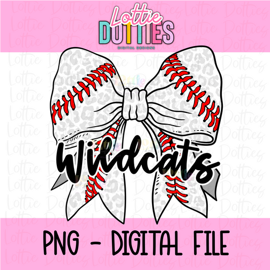 Bow Wildcats PNG - Wildcats Baseball  design - Digital Download - Black