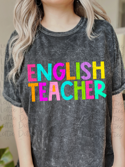 English  Teacher - PNG - Back To School - Sublimation - Digital Download - Bright Filled