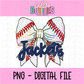 Jackets Bow Baseball Png -  Jackets  Sublimation- Digital Download - Navy