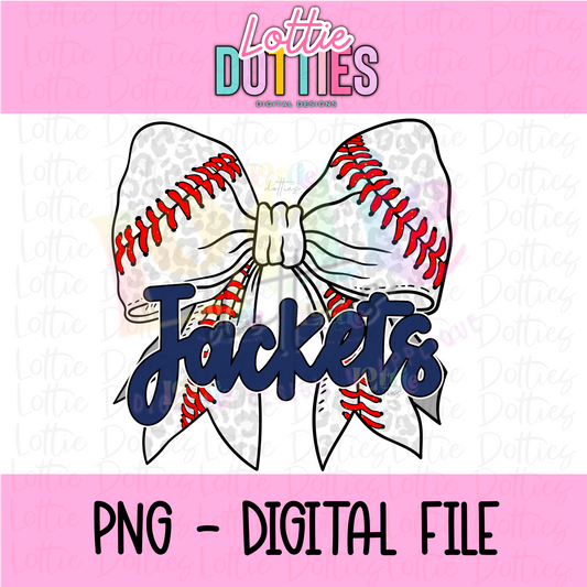 Jackets Bow Baseball Png -  Jackets  Sublimation- Digital Download - Navy
