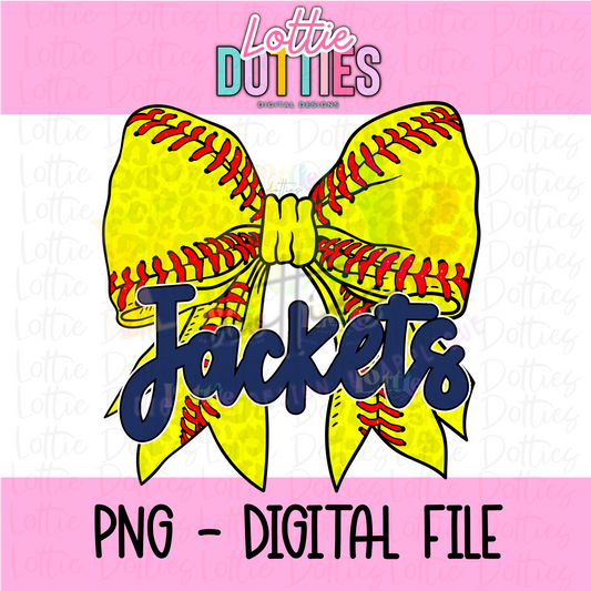Jackets Bow Softball  Png -  Jackets  Sublimation- Digital Download - Navy