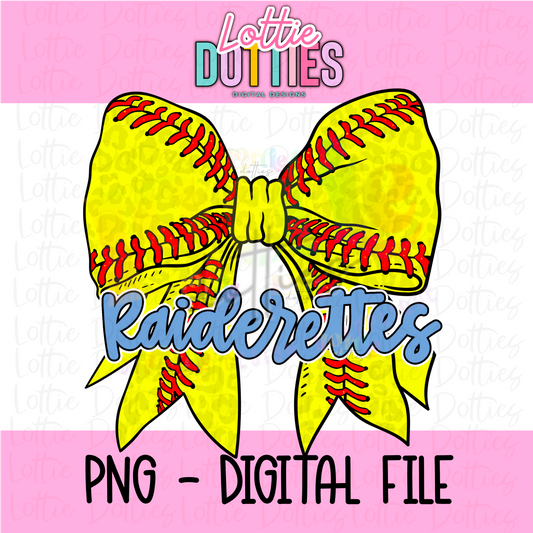 Raiderettes Bow Softball PNG - Raiderettes sublimation design - Digital Download
