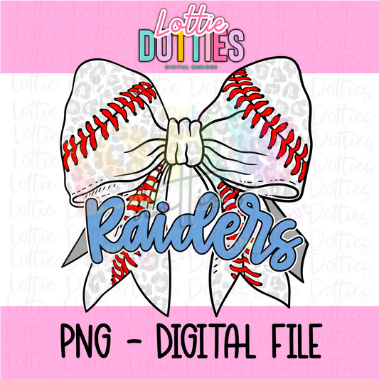 Raiders Baseball Bow  Png - Raiders Sublimation Design - Digital Download - Caroline Blue