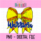 Warriors Softball Bow Png - Warriors Sublimation Design - Digital Download - Royal