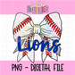 Bow Lions Baseball PNG - Lions -  sublimation design - Digital Download - Royal