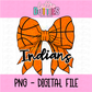 Indians PNG - Indians Basketball bow  design - Digital Download - Black