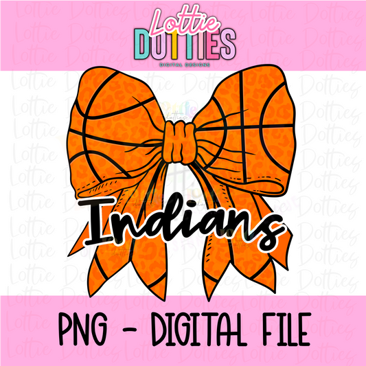 Indians PNG - Indians Basketball bow  design - Digital Download - Black