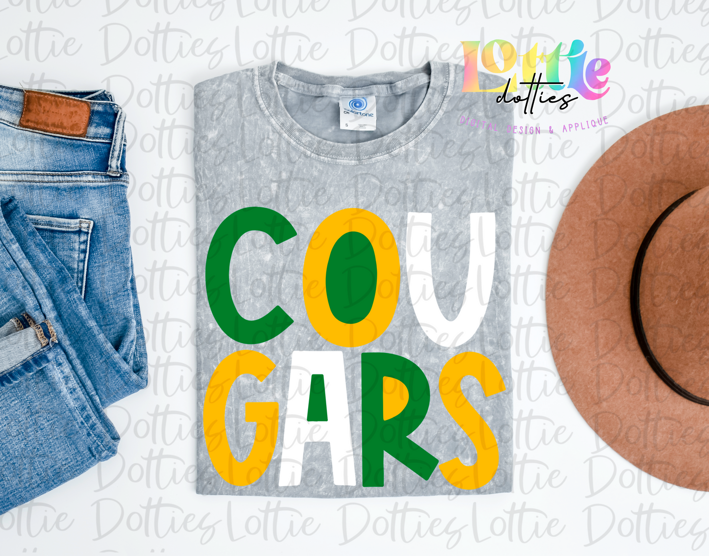 Cougars  Png - Cougars  Sublimation  -  Digital Download - Green and Gold