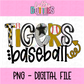 Tigers Baseball Png - Tigers Sublimation Design - Digital Download - Black and Vegas Gold