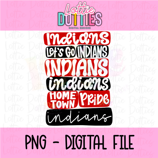 Indians PNG -  Indians sublimation design - Digital Download - Red and Black