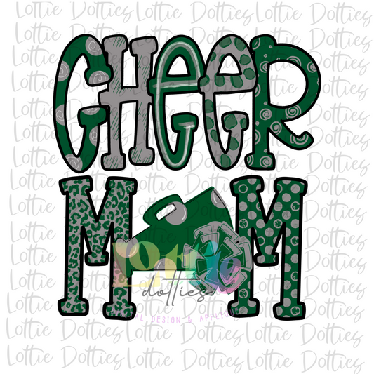 Cheer Mom Png - Cheer Mom Sublimation Design - Digital Download - Hunter Green and Gray