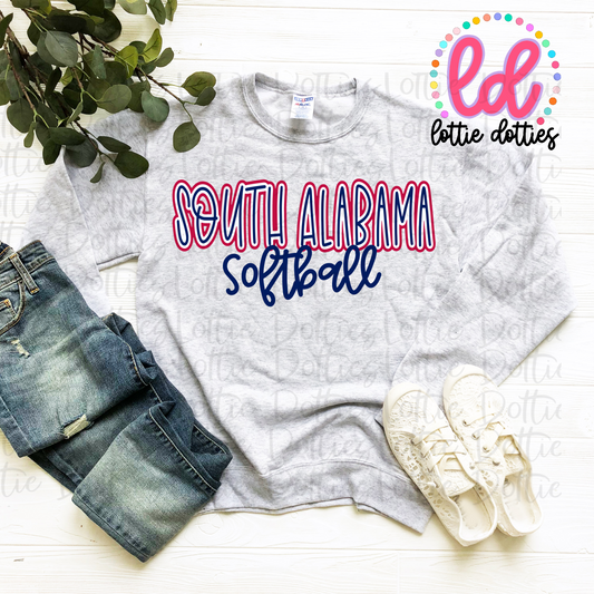 South Alabama Softball PNG - Softball Sublimation - Digital Download