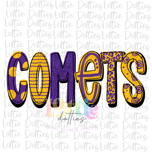 Comets - PNG - Comets - Sublimation - Digital Download - Purple and Gold