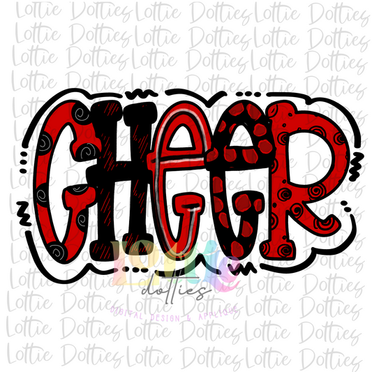 Cheer Png - Cheerleader Sublimation File - Digital Download - Red and Black