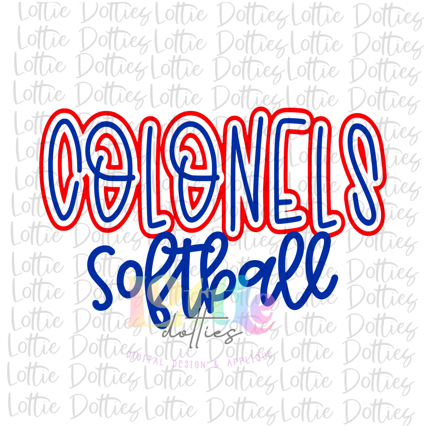 Colonels  Softball Png - Colonels  Sublimation Design - Digital Download - Royal and Red