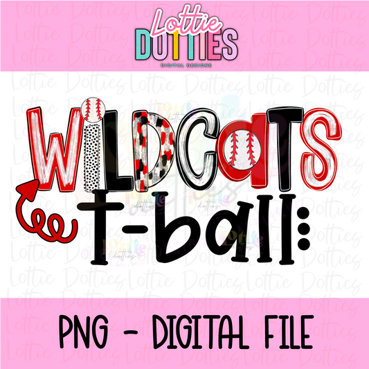 Wildcats  T- Ball Poppy PNG - Wildcats  Sublimation design - Digital Download - Red and Black (Copy)