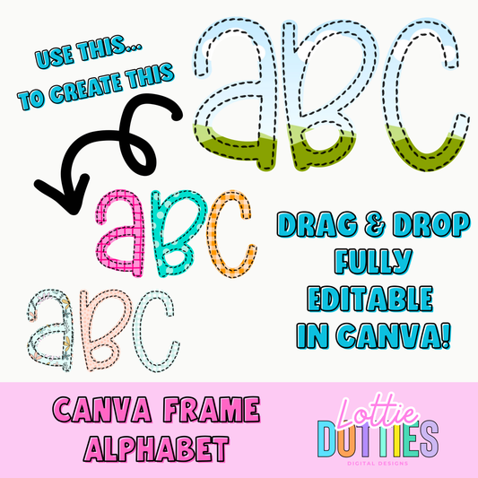 Lainey Faux Appliqué Alpha | Canva Alpha | Hand Lettered Alphabet | Alpha Pack | Alphabet Clipart | Instant Download