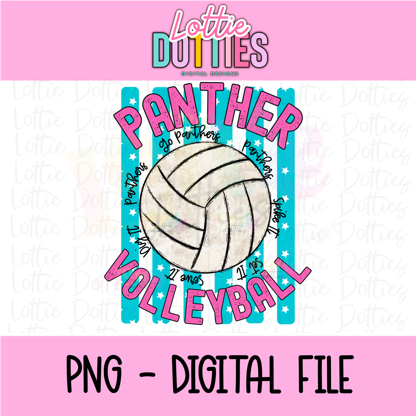 Volleyball PNG - Volleyball Design - Digital Download - Panther Volleyball