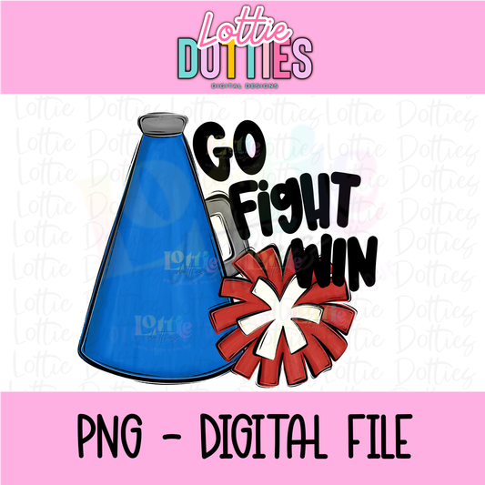 Go Fight Win PNG - School Spirit design - Royal Blue and Red -  Digital Download