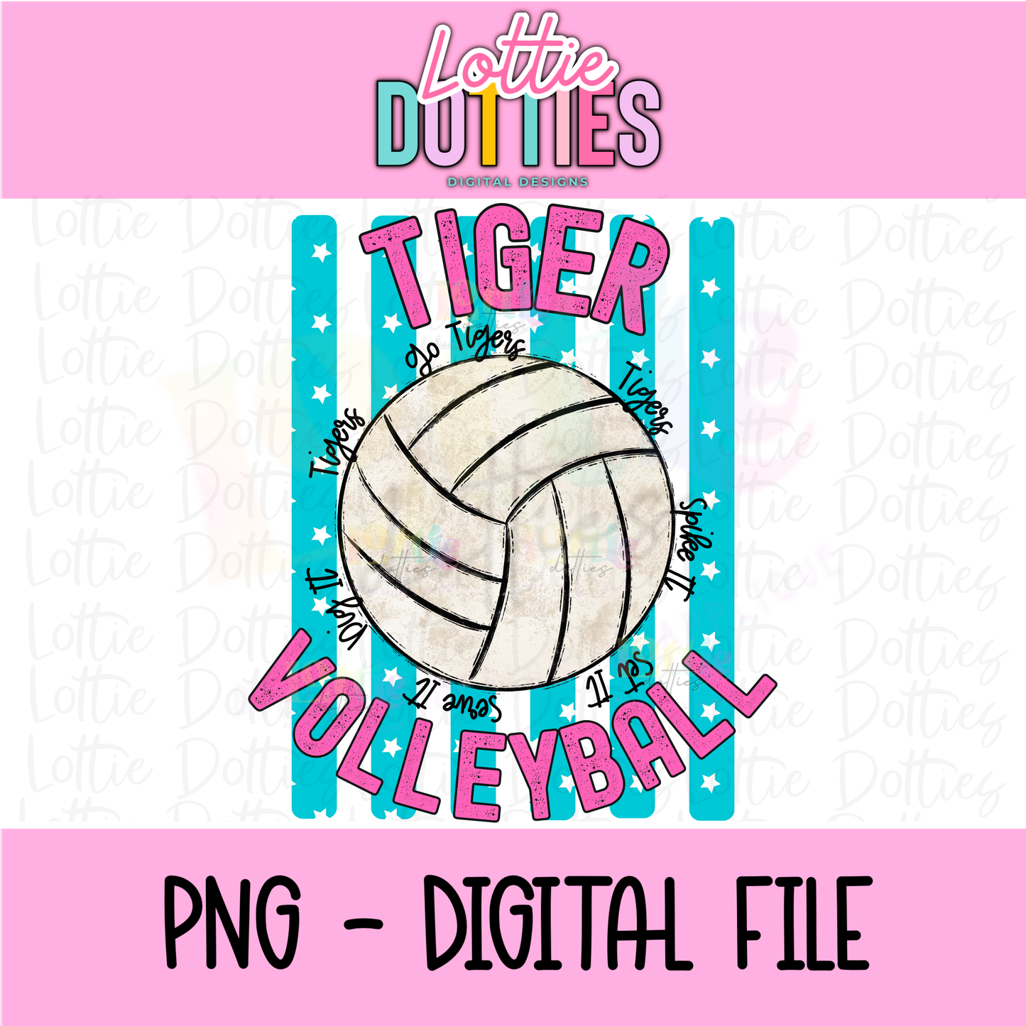 Volleyball PNG - Volleyball Design - Digital Download - Tiger Volleyball