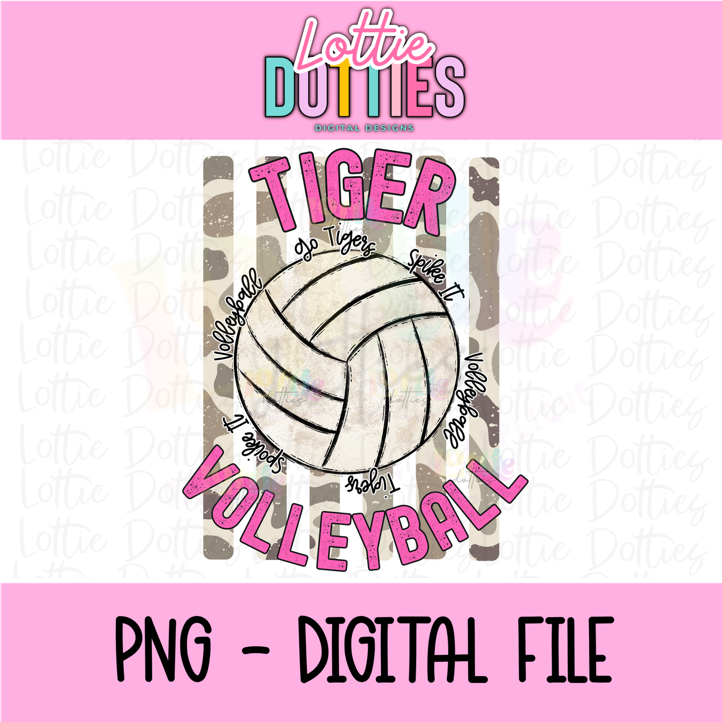 Volleyball PNG - Volleyball Design - Digital Download - Tiger Volleyball