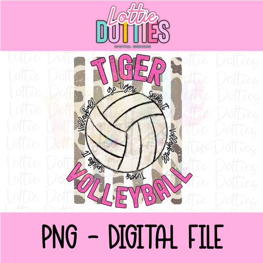 Volleyball PNG - Volleyball Design - Digital Download - Tiger Volleyball