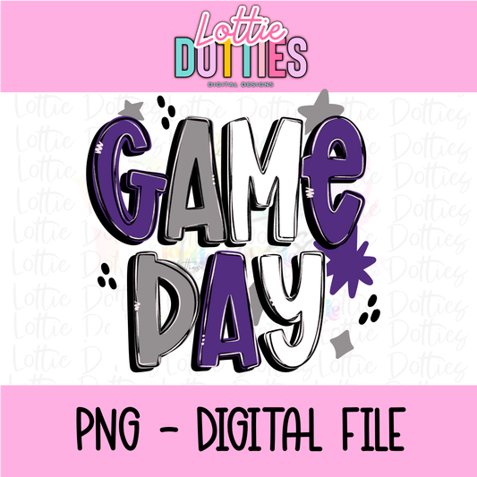 Game Day PNG - Purple and Gray Game Day - Digital Download