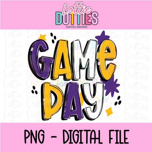 Game Day PNG - Purple and Gold Game Day - Digital Download