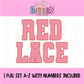 Red Gingham Lace Spirit Alphabet | Spirit Alpha Pack | Digital Download | PNG