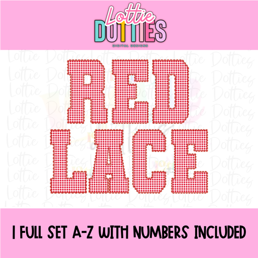 Red Gingham Lace Spirit Alphabet | Spirit Alpha Pack | Digital Download | PNG