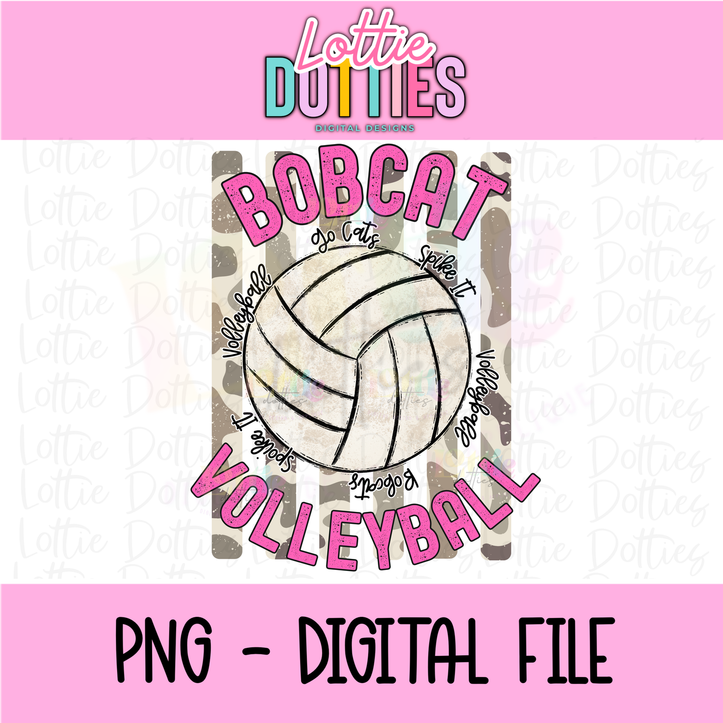 Volleyball PNG - Volleyball Design - Digital Download - Bobcat Volleyball