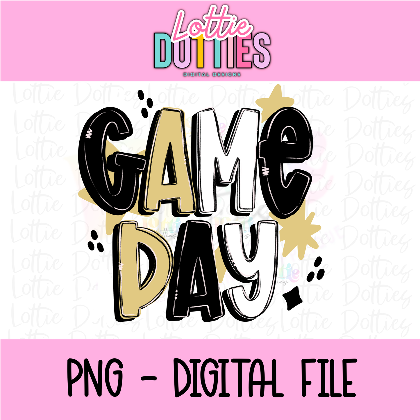 Game Day PNG - Black and Gold Game Day - Digital Download