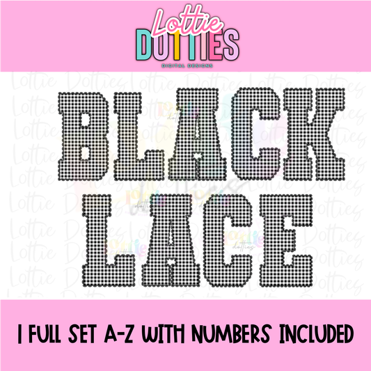 Black Gingham Lace Spirit Alphabet | Spirit Alpha Pack | Digital Download | PNG