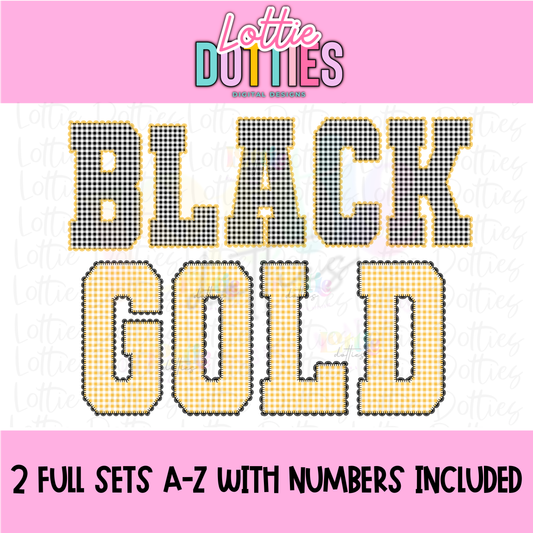 Black and Gold Gingham Lace Spirit Alphabet | Spirit Alpha Pack | Digital Download | PNG