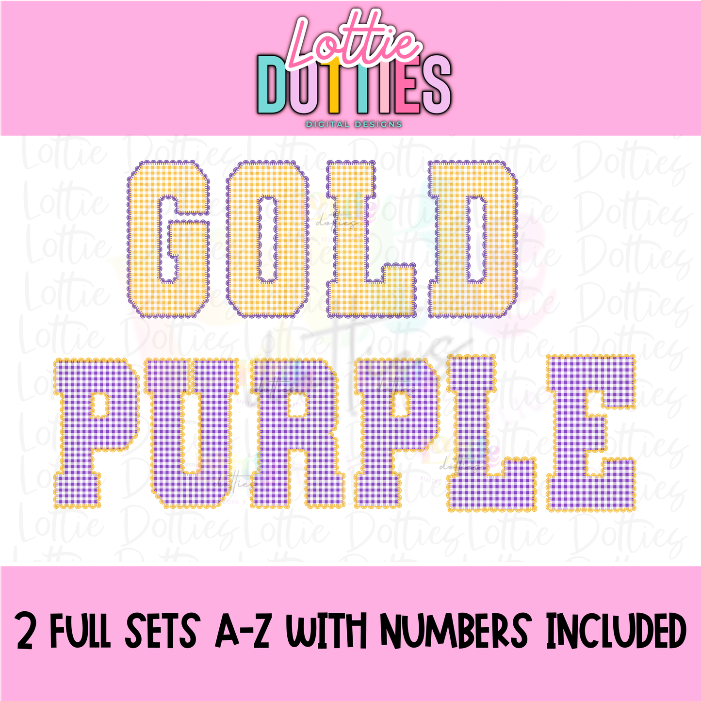 Purple and Gold Gingham Lace Spirit Alphabet | Spirit Alpha Pack | Digital Download | PNG (Copy)