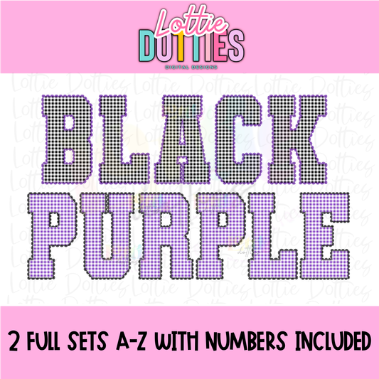 Purple and Black Gingham Lace Spirit Alphabet | Spirit Alpha Pack | Digital Download | PNG