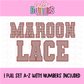 Maroon Gingham Lace Spirit Alphabet | Spirit Alpha Pack | Digital Download | PNG