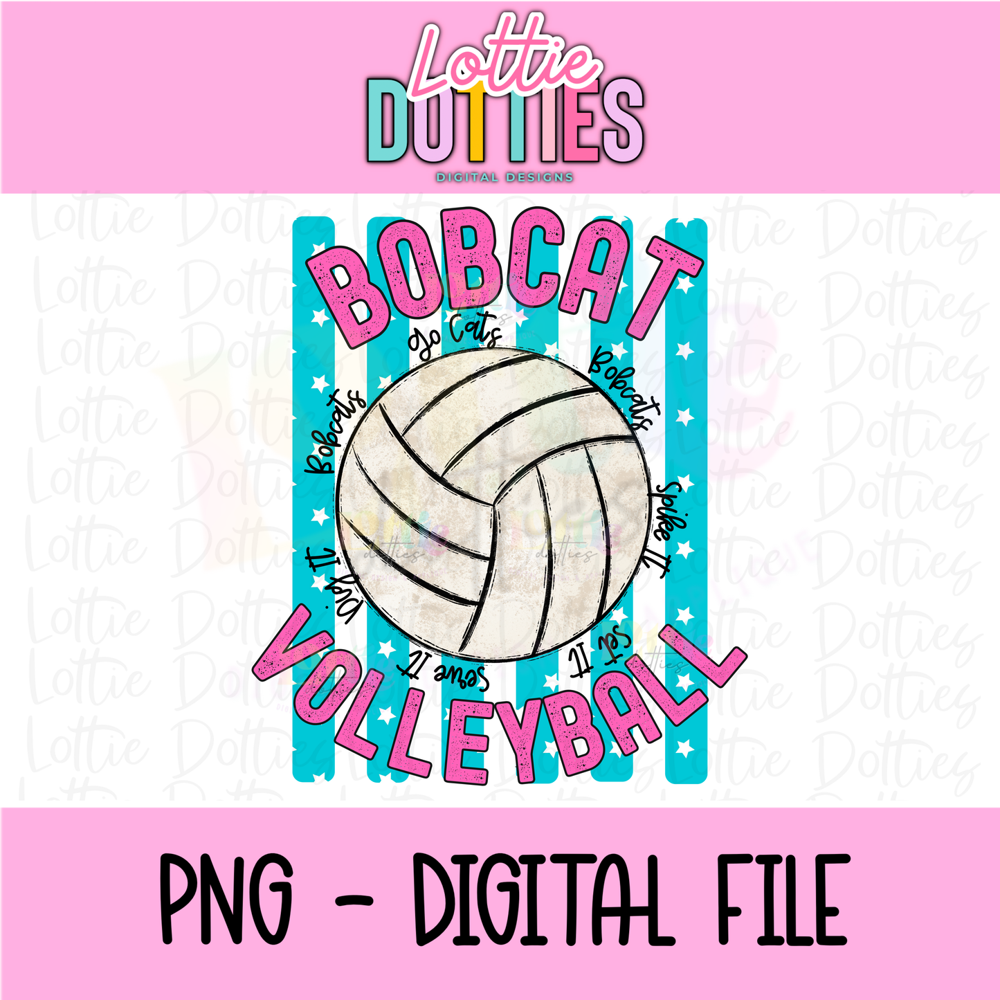 Volleyball PNG - Volleyball Design - Digital Download - Bobcat Volleyball