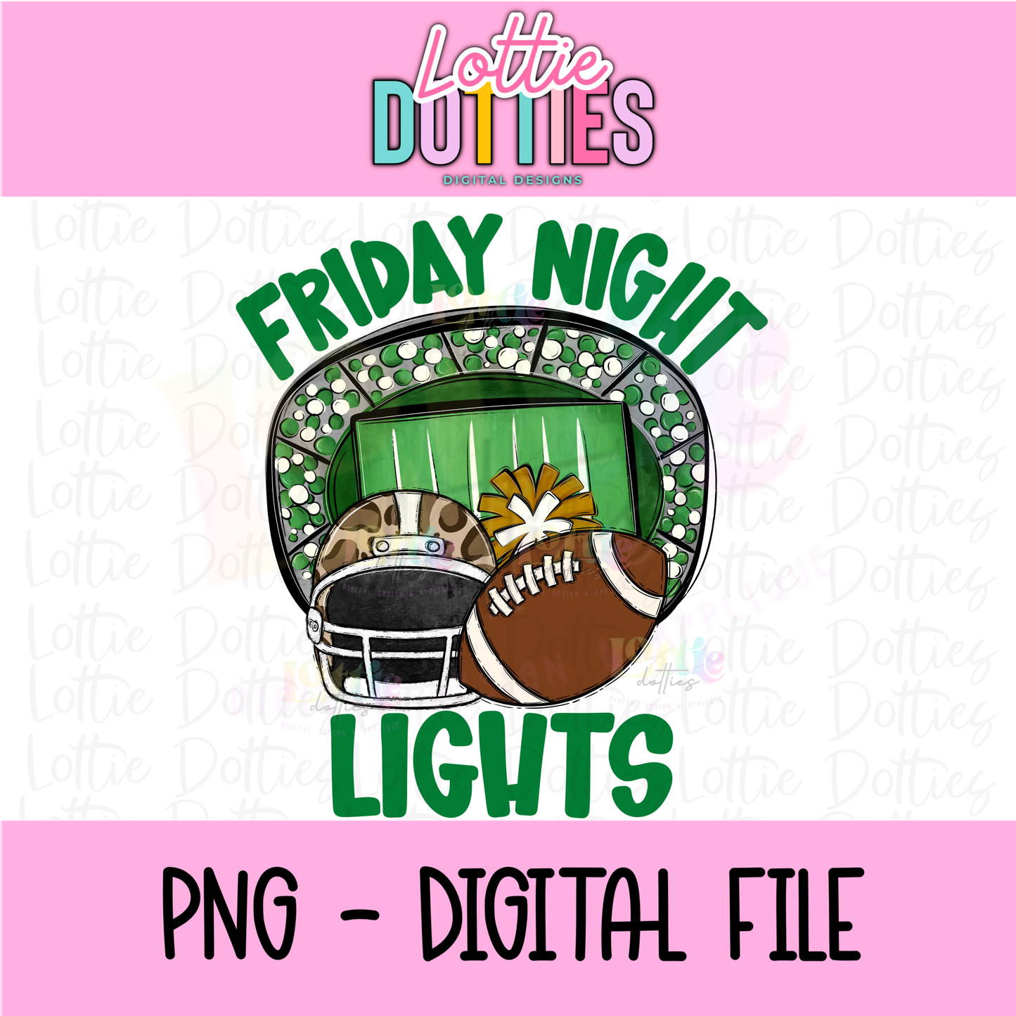 Friday Night Lights PNG - School Spirit Design- Digital Download - Green and Vegas Gold