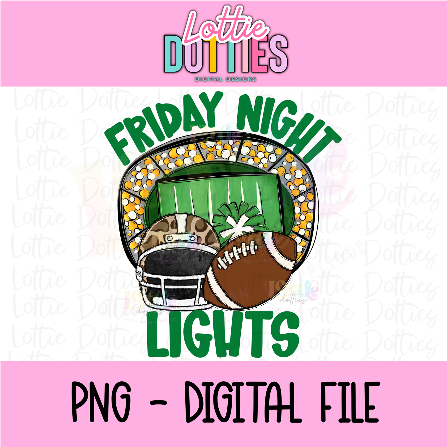 Friday Night Lights PNG - School Spirit Design- Digital Download - Green and Gold