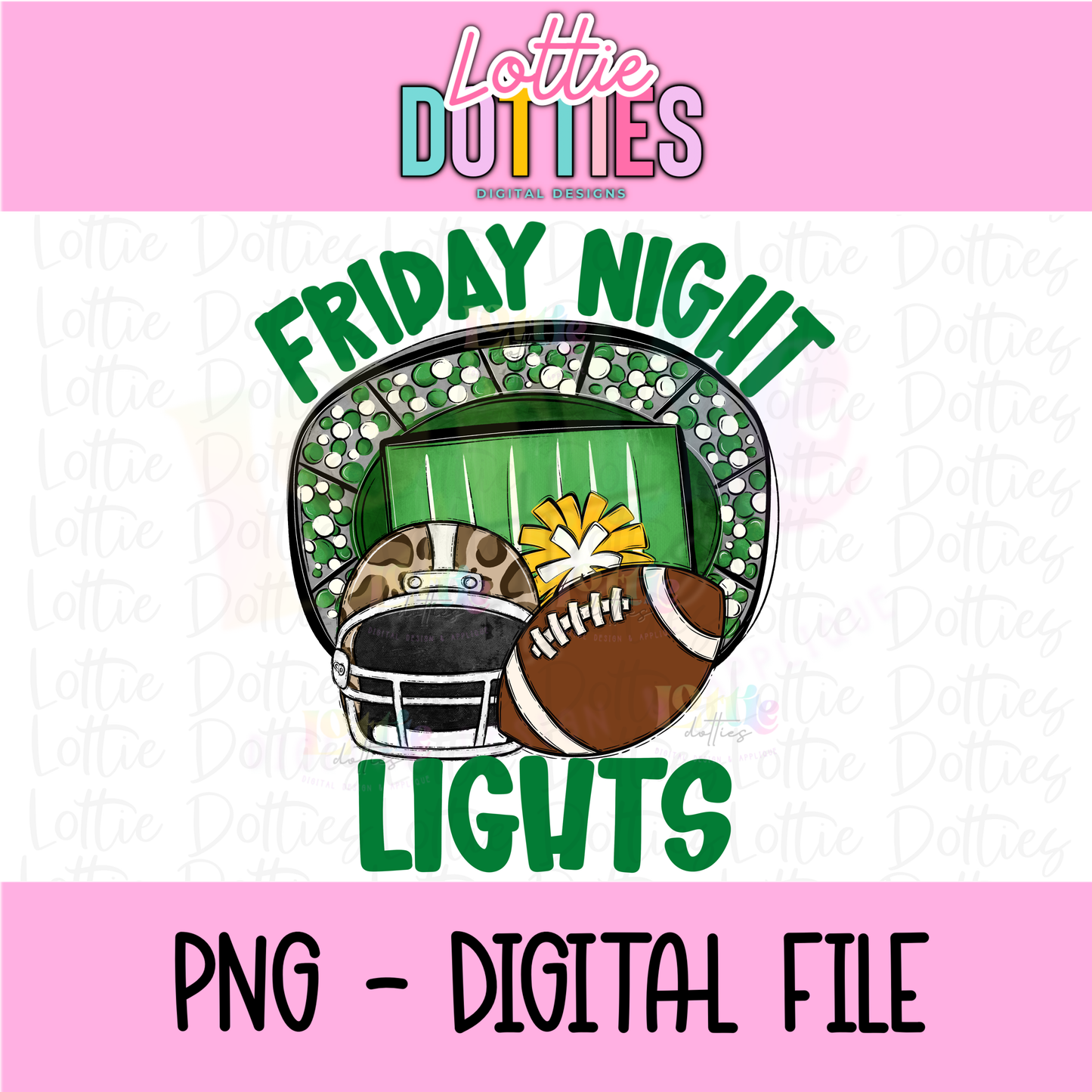 Friday Night Lights PNG - School Spirit Design- Digital Download - Green and Gold